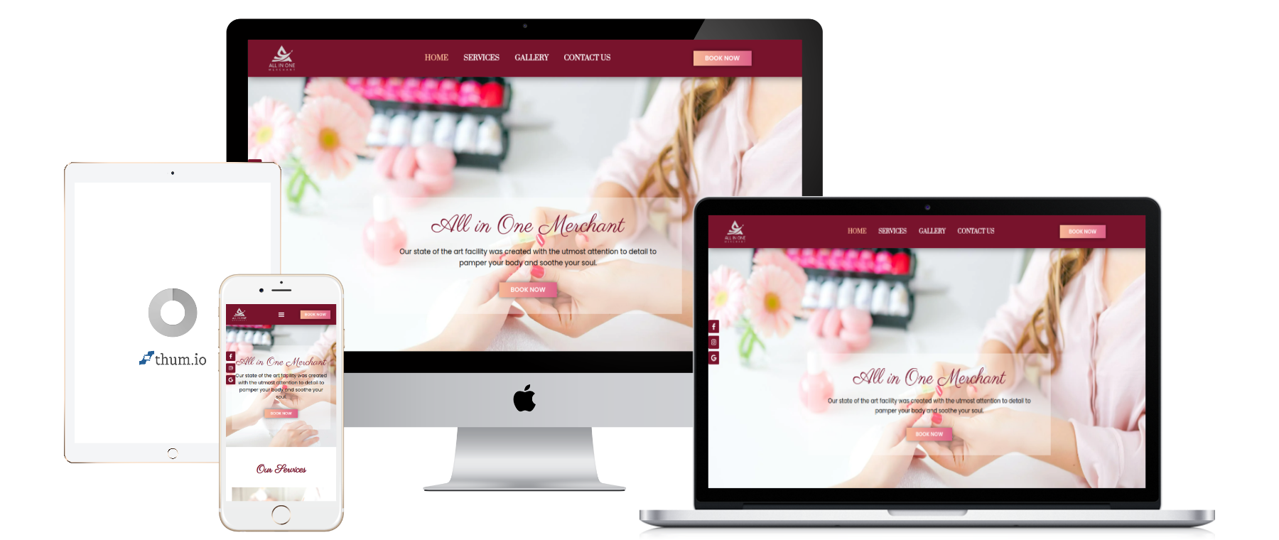 Responsive website mockup for Template A008